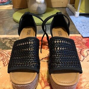 Anna Black Woven Espadrille Sandals